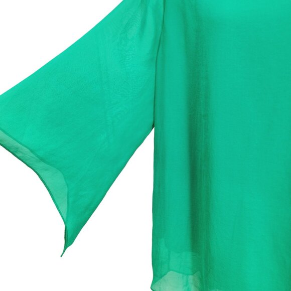 Chico's Asymmetrical Drama Top Asymmetrical Women's Size L/12 Green‎ - Picture 4 of 9